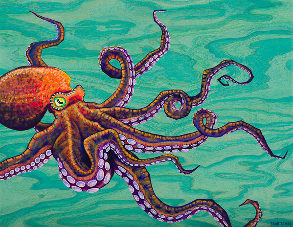 Emily Brantley Poster featuring the painting Tentacles by Emily Brantley