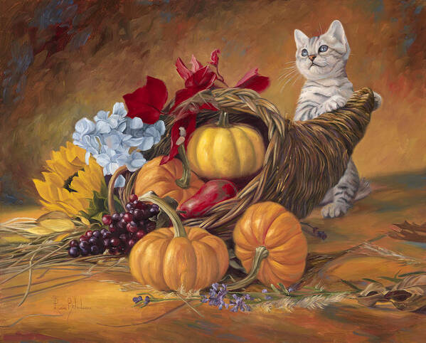 Cat Poster featuring the painting Thankful by Lucie Bilodeau