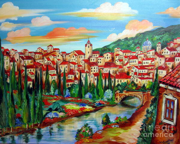 Village Poster featuring the painting That Village in Chianti by Roberto Gagliardi