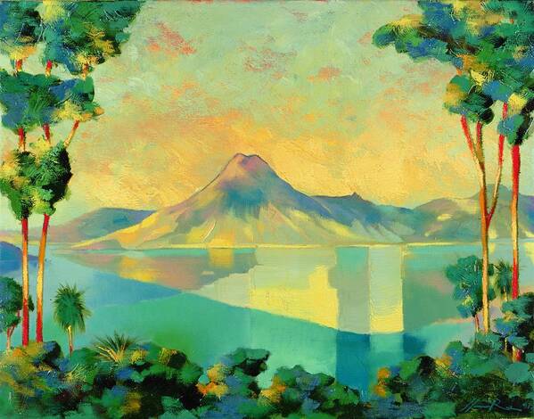 Lake Atitlan Poster featuring the painting The Art of Long Distance breathing by Andrew Hewkin