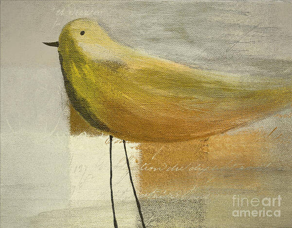 Beige Poster featuring the painting The Bird - j100124164-c23a by Variance Collections