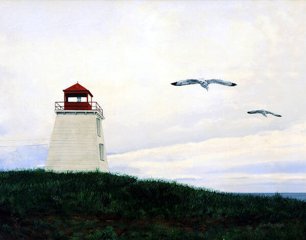 Water Poster featuring the painting The Lighthouse by Ron Haist