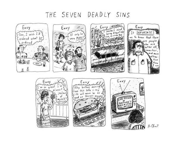 Envy Poster featuring the drawing The Seven Deadly Sins by Roz Chast