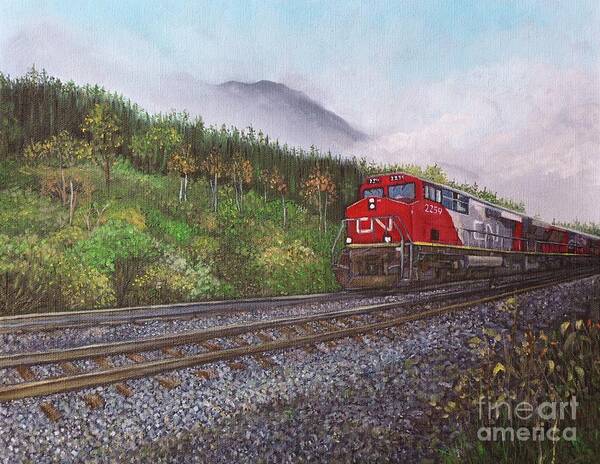 Trains Poster featuring the painting The Train West by Reb Frost