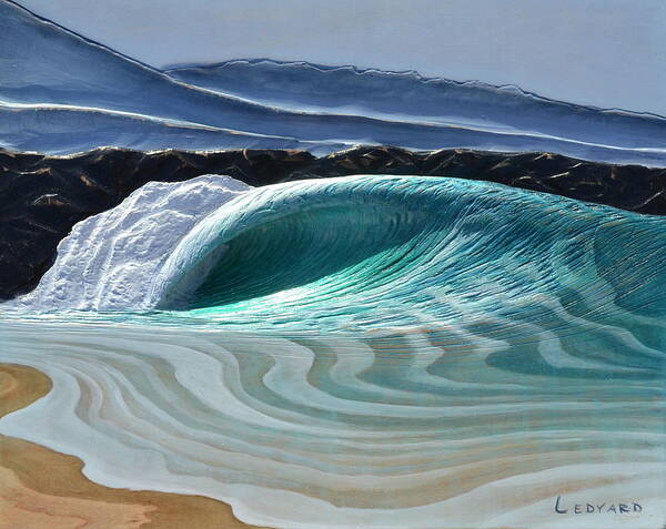Wave Poster featuring the painting The Wedge by Nathan Ledyard