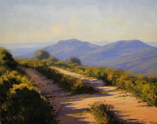 Megalong Poster featuring the painting Track along walls ledge Blackheath by Graham Gercken