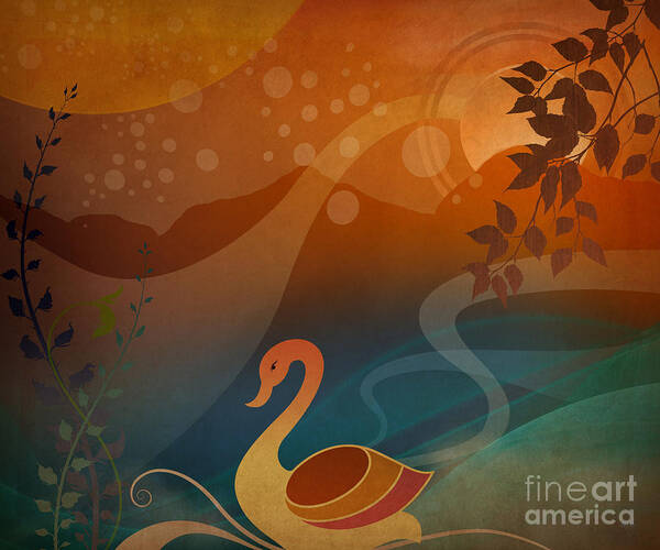 Sunset Poster featuring the digital art Tranquility Sunset by Peter Awax