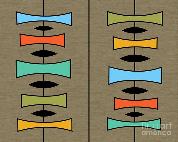 Mid-century Modern Poster featuring the digital art Trapezoids 3 on Brown by Donna Mibus