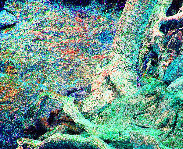 Abstract Poster featuring the digital art Tree Roots and Rocks by Stephanie Grant