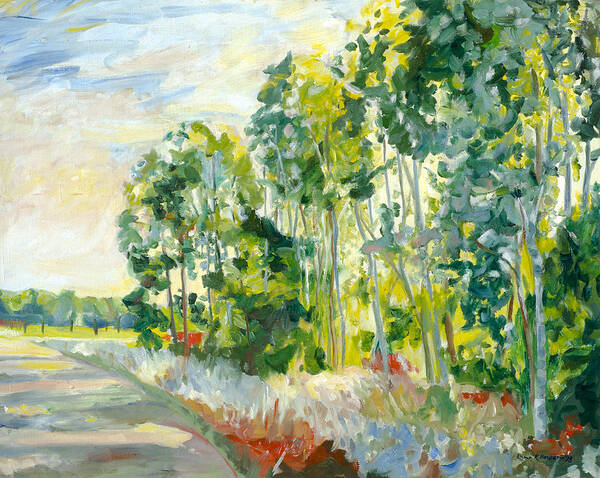 Impressionistic Poster featuring the painting Trees By a Road by Lynn Hansen