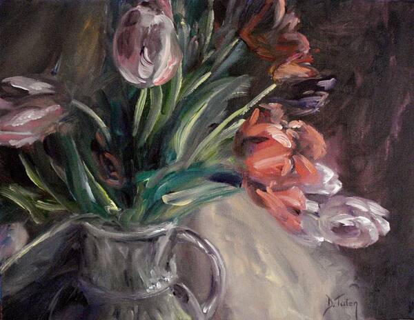 Tulip Poster featuring the painting Tulips by Donna Tuten