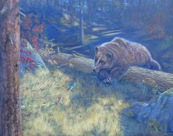 Bear Poster featuring the painting Unexpected Friends by Charles Smith