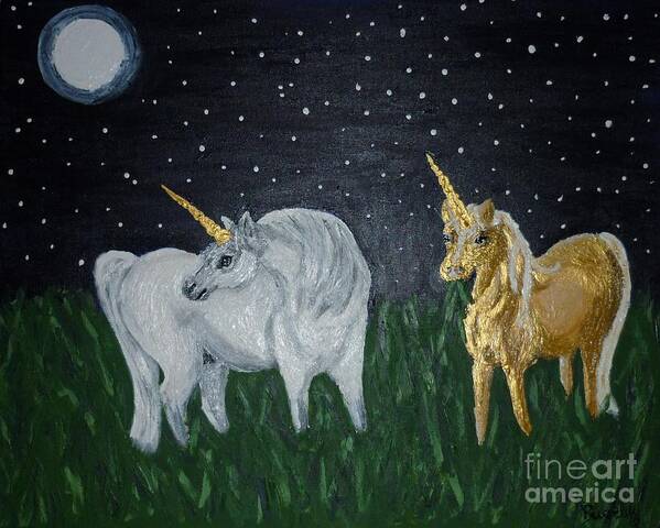 Unicorn Poster featuring the painting Unicorns for Julie by Cassandra Buckley