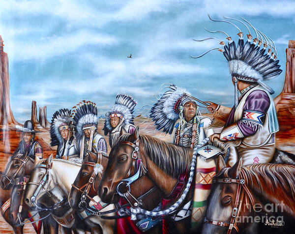 Indian Tribes Poster featuring the painting United Chiefs of America by Ruben Archuleta - Art Gallery