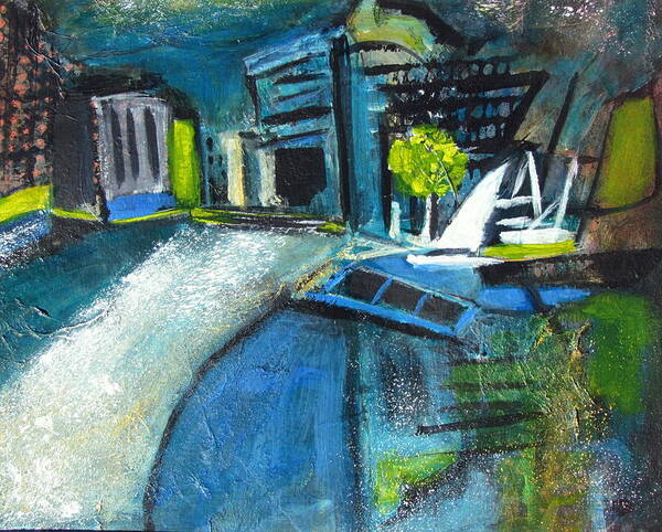 City Water Front Poster featuring the painting Urban Water Front Abstract by Betty Pieper