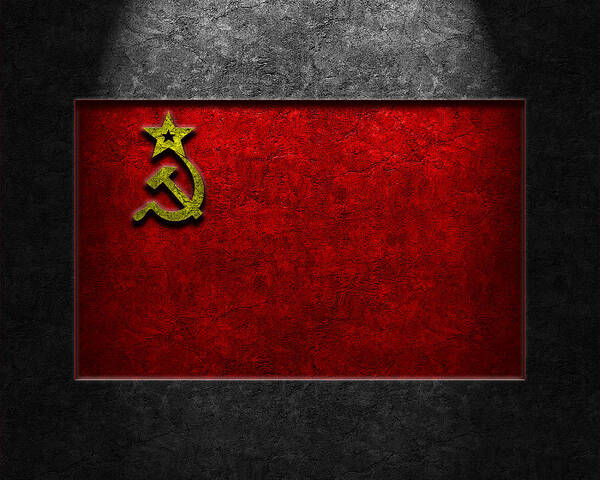 Abstract Poster featuring the digital art USSR Flag Stone Texture by Brian Carson