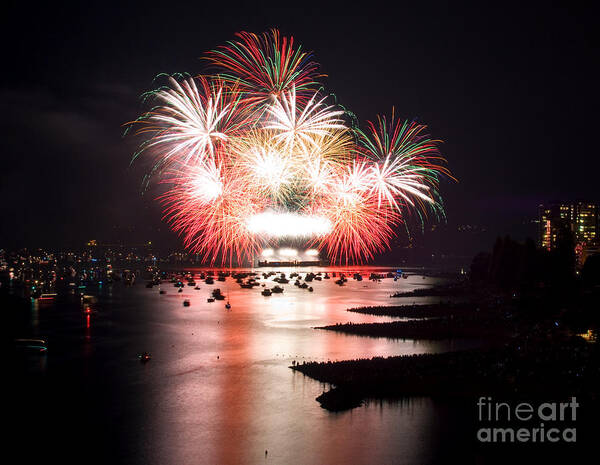Fireworks Poster featuring the photograph Vancouver Fireworks 6 by Terry Elniski