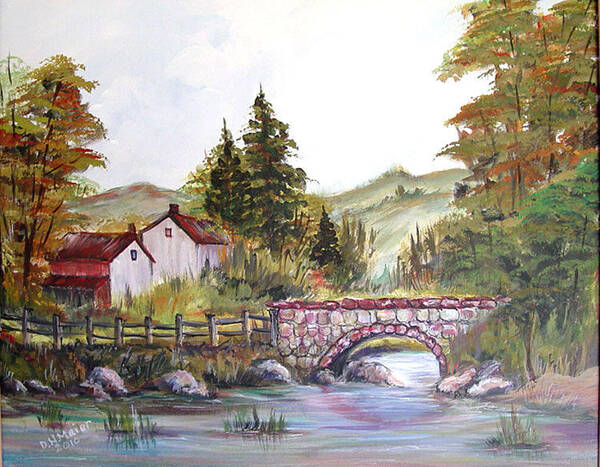 Village Bridge Poster featuring the painting Village Bridge by Dorothy Maier
