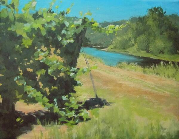 River Poster featuring the painting Vineyard on the River by Karen Ilari