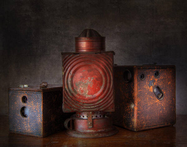 Antique Poster featuring the photograph Vintage Oil Darkroom Lamp by David and Carol Kelly