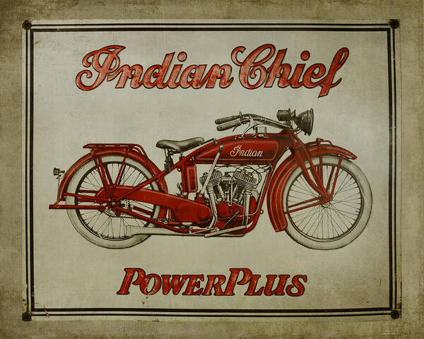 Sign Poster featuring the photograph Vintage Sign Indian Chief by Ann Powell