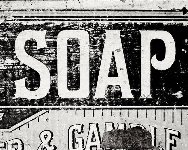 Black And White Poster featuring the photograph Vintage Soap Crate in Black and White by Lisa R