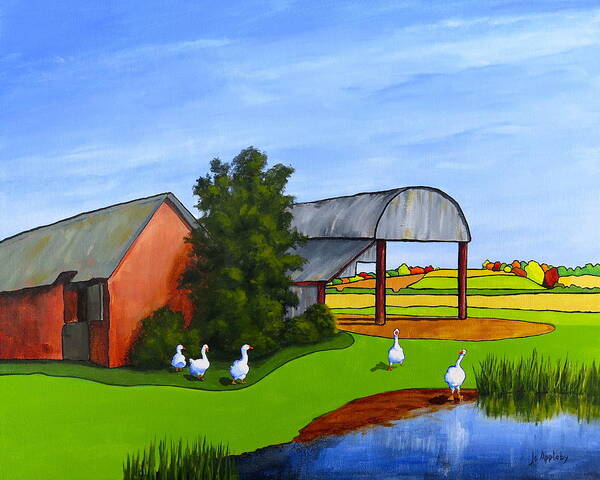 Jo Appleby Poster featuring the painting Waddle Pond by Jo Appleby