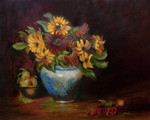 Sunflowers Poster featuring the painting Warmth by Gina Cordova
