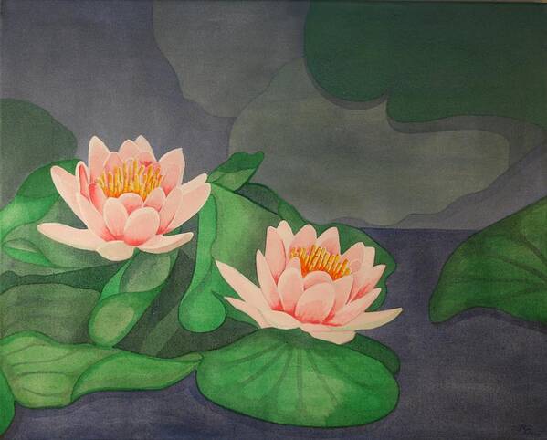  Flowers Poster featuring the painting Water lilies by Paul Amaranto