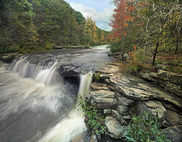 Tim Fitzharris Poster featuring the photograph Waterfall Mulberry River Arkansas by Tim Fitzharris