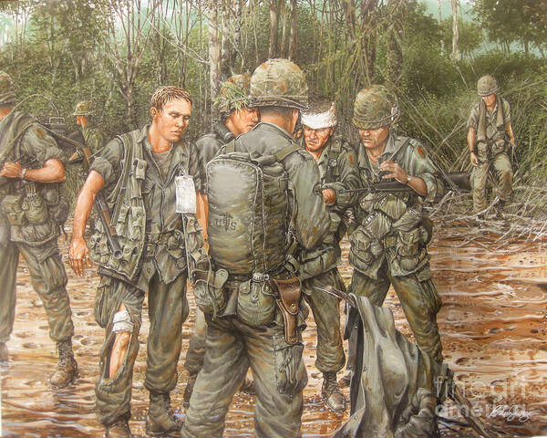  Vietnam War Art Poster featuring the painting We are our brothers' keepers by Bob George