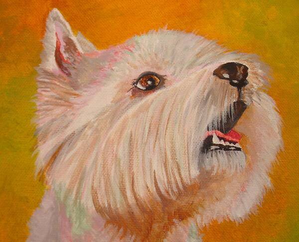 Dog Poster featuring the painting Westie Portrait by Taiche Acrylic Art
