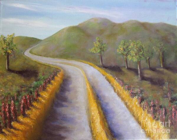 Landscape Poster featuring the painting Autumn Road by Laurie Morgan