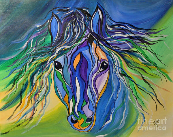 Horse Poster featuring the painting Willow the War Horse by Janice Pariza