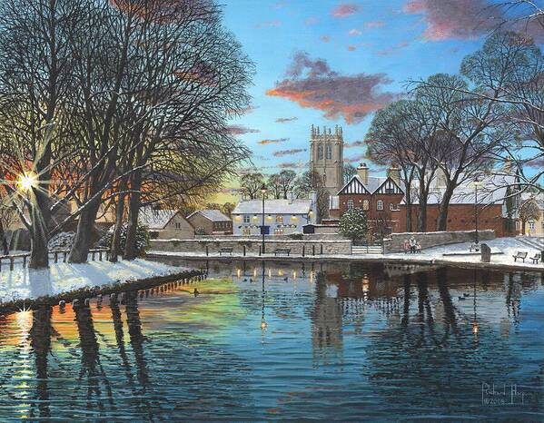 Tickhill Poster featuring the painting Winter Evening Tickhill Yorkshire by Richard Harpum