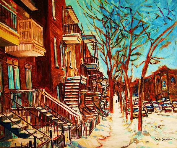 Montreal Poster featuring the painting Winter Staircase by Carole Spandau