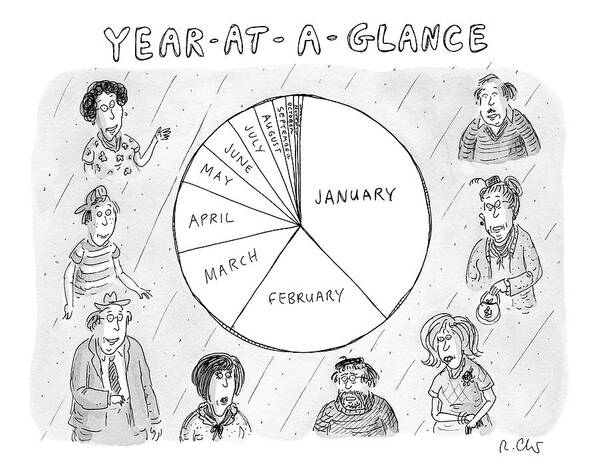 Calendar Poster featuring the drawing Year At A Glance--a Pie Chart Of The Months by Roz Chast