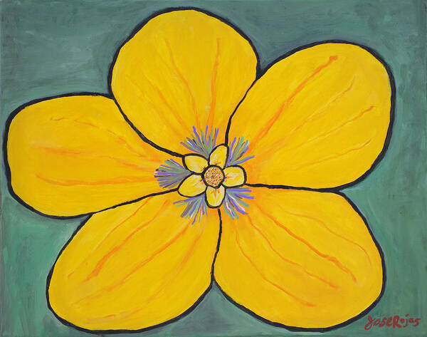 Flowers Poster featuring the painting Yellow Flower by Jose Rojas