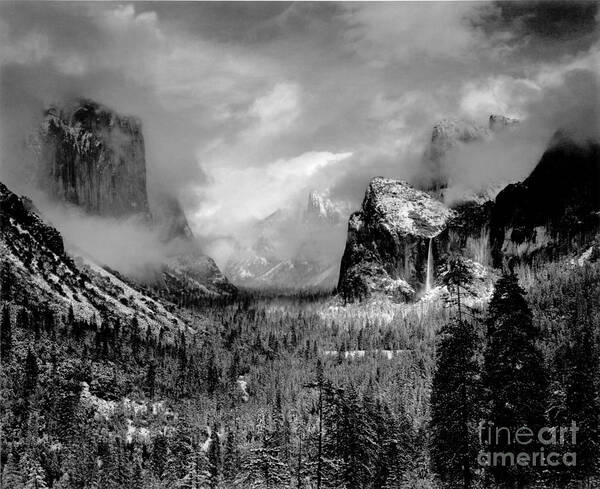  Poster featuring the photograph Yosemite Valley Clearing Winterstorm 1942 by Ansel Adams