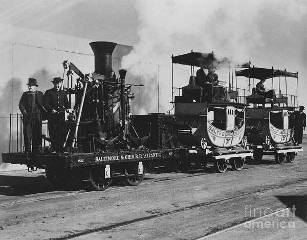 Historic Poster featuring the photograph 19th Century Atlantic Locomotive by Omikron