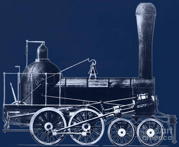 Historic Poster featuring the photograph 19th Century Locomotive by Omikron