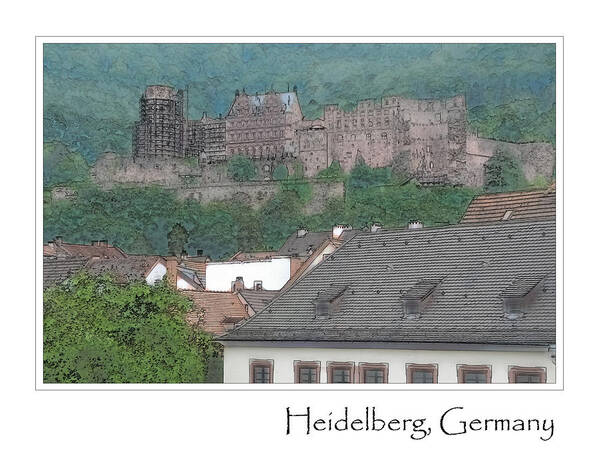 History Poster featuring the digital art Heidelberg Castle in Germany #1 by Brandon Bourdages