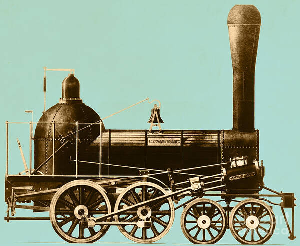 Historic Poster featuring the photograph 19th Century Locomotive #3 by Omikron