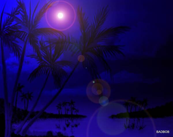 Palm Trees Poster featuring the painting Bad Moon Shinning by Robert Francis