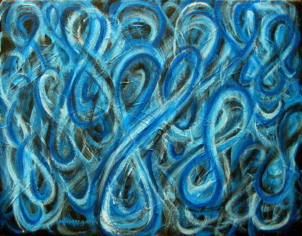 The Number Eight Poster featuring the painting Blue Figure Eight Study Number One by Michael Morgan