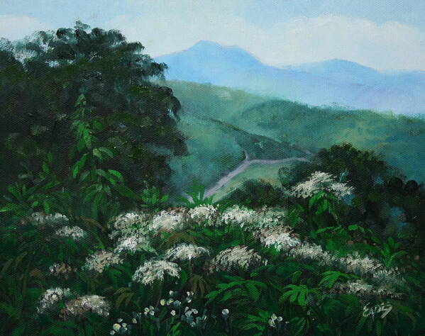 Mountains Poster featuring the painting Blue Ridge Summer by Linda Eades Blackburn