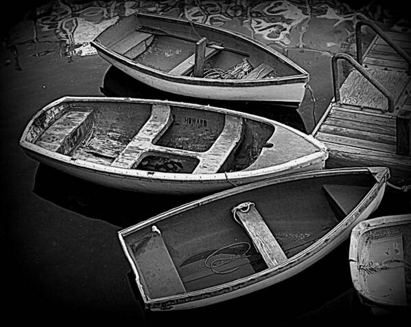 Boat Poster featuring the photograph Boats - Black and White by Suzanne DeGeorge