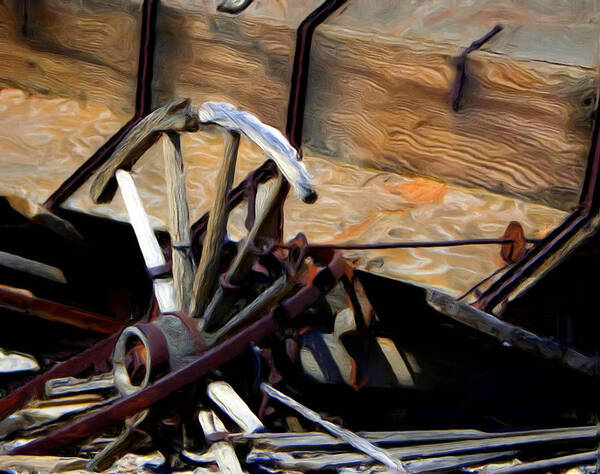 Abstract Poster featuring the photograph Broken Wagon Wheel by Gilbert Artiaga