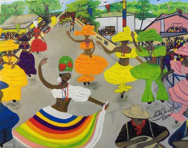  Carnival In Port-au-prince Haiti By Nicole Jean-louis Poster featuring the painting Carnival In Port-au-prince Haiti by Nicole Jean-Louis