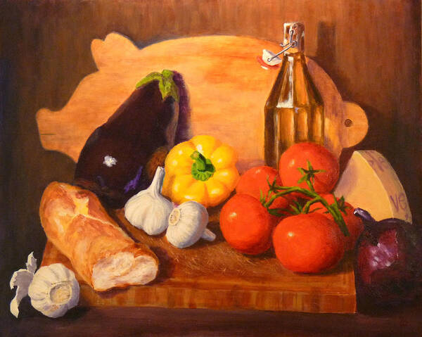 Still Life Poster featuring the painting Eggplant Parmigiana by Joe Bergholm